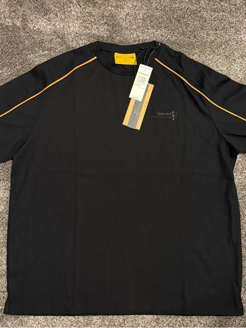 Timberland Black Tee with Yellow Contrast Trim - Picture 5 of 5